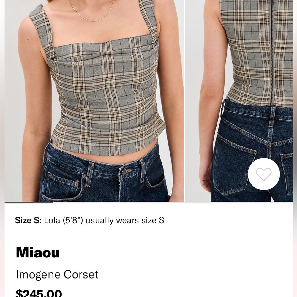 Miaou Plaid Crop Top in Gray and Tan